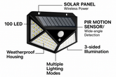 100 LED Solar Security Lights - PIR Motion Sensor & Wide-Angle 4 Pack